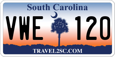 SC license plate VWE120
