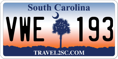SC license plate VWE193