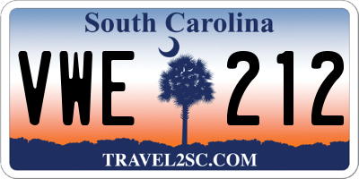 SC license plate VWE212