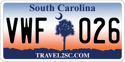 SC license plate VWF026