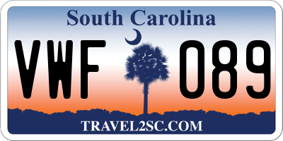 SC license plate VWF089