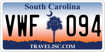 SC license plate VWF094