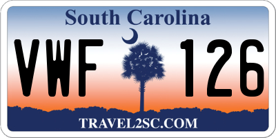 SC license plate VWF126