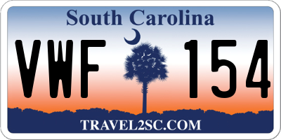 SC license plate VWF154