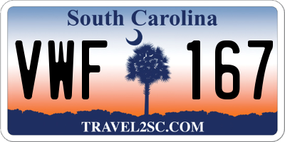 SC license plate VWF167
