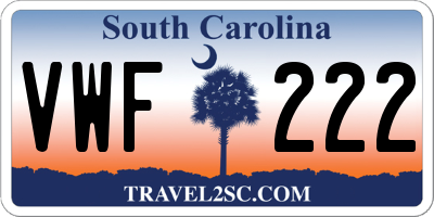 SC license plate VWF222