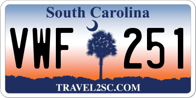 SC license plate VWF251