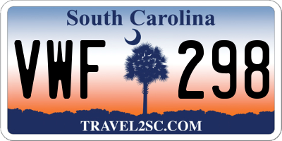 SC license plate VWF298