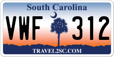 SC license plate VWF312