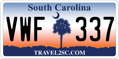 SC license plate VWF337