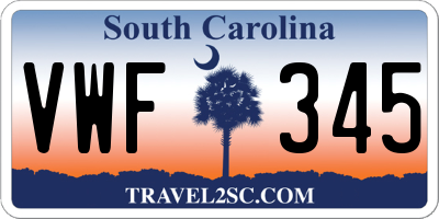 SC license plate VWF345
