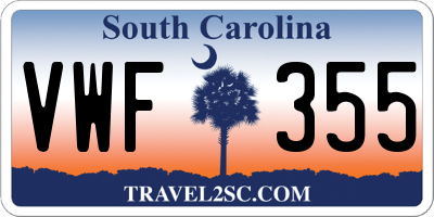 SC license plate VWF355