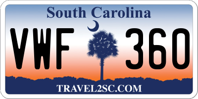SC license plate VWF360
