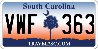 SC license plate VWF363