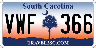 SC license plate VWF366