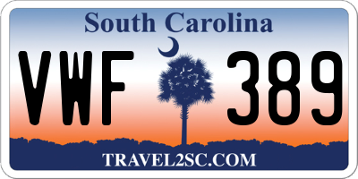 SC license plate VWF389