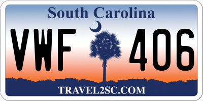 SC license plate VWF406