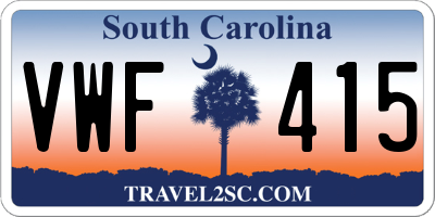 SC license plate VWF415