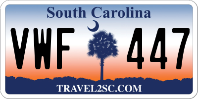 SC license plate VWF447