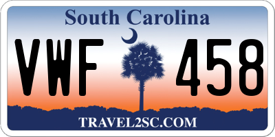 SC license plate VWF458