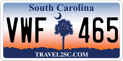 SC license plate VWF465
