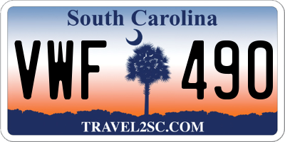 SC license plate VWF490