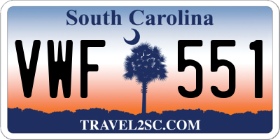 SC license plate VWF551
