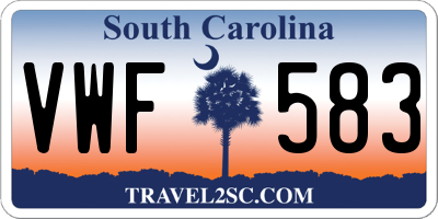 SC license plate VWF583