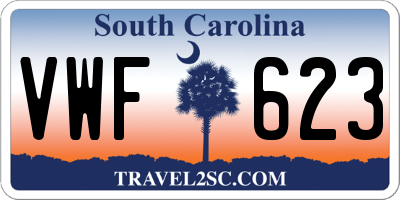 SC license plate VWF623