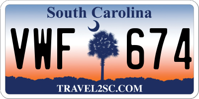 SC license plate VWF674