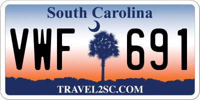 SC license plate VWF691
