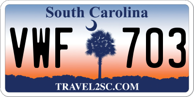 SC license plate VWF703