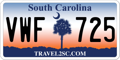 SC license plate VWF725