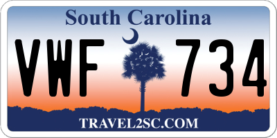 SC license plate VWF734