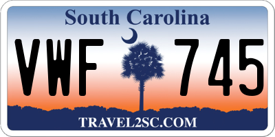 SC license plate VWF745