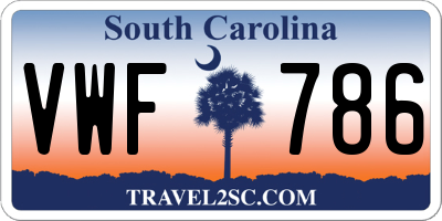 SC license plate VWF786
