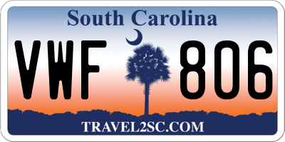 SC license plate VWF806