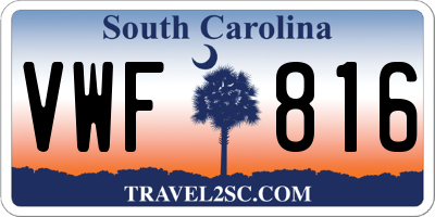 SC license plate VWF816