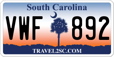 SC license plate VWF892