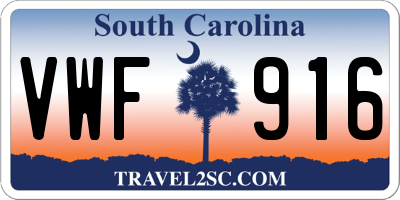 SC license plate VWF916
