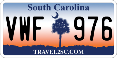 SC license plate VWF976