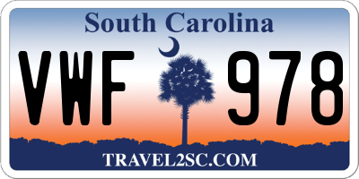 SC license plate VWF978