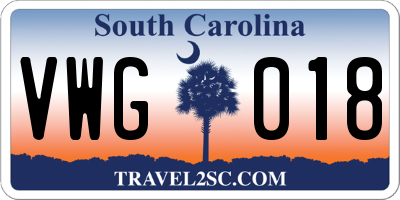 SC license plate VWG018