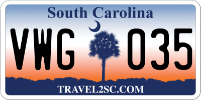 SC license plate VWG035