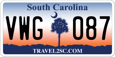 SC license plate VWG087