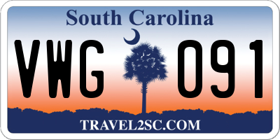 SC license plate VWG091