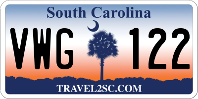 SC license plate VWG122