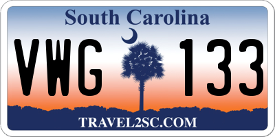 SC license plate VWG133