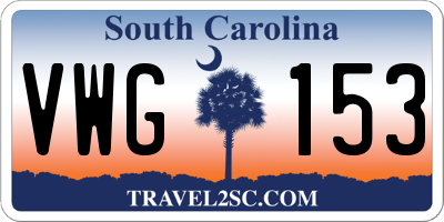 SC license plate VWG153