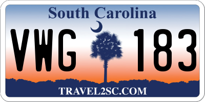 SC license plate VWG183